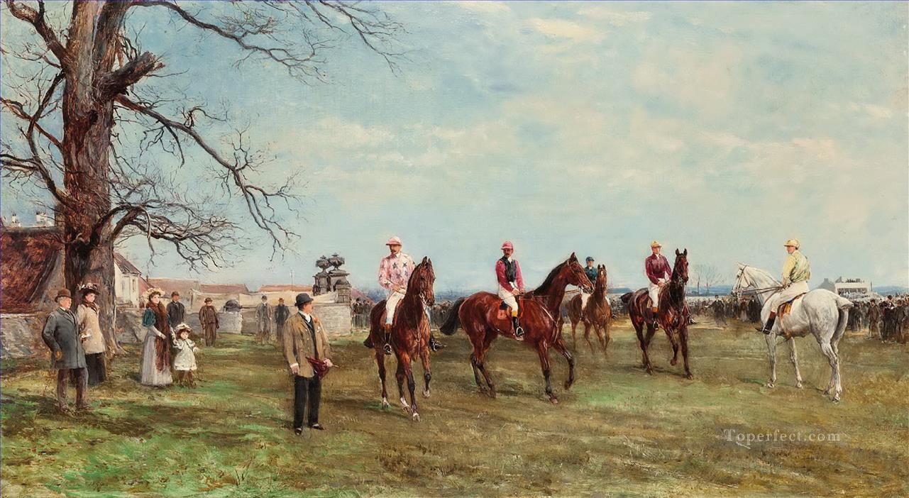 The start of the Catterick Steeplechase Heywood Hardy horse riding sport Oil Paintings